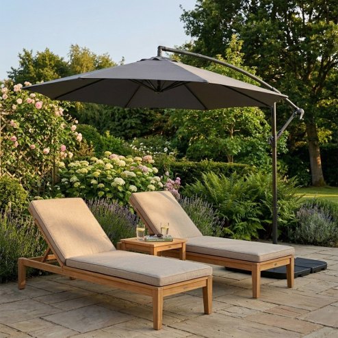 Hanging 2 Seater Egg Chair + Grey Cantilever Parasol 3m