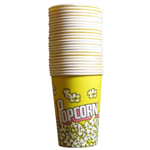 KuKoo Popcorn Boxes & Cinema Style Party Cartons, 25 Pack, Cardboard, Holds 32oz, 14cm x 11cm