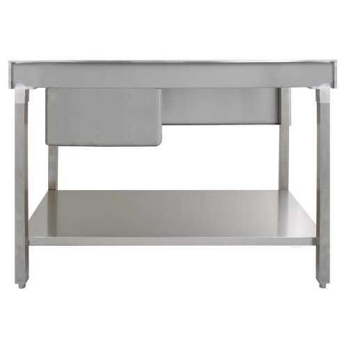 KuKoo Commercial Kitchen Catering Sink, Stainless Steel, Left Hand Drainer, 1.0 Bowl, 120cm Wide