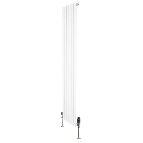 Flat Single Column Radiator & Valves - 1800mm x 420mm - White