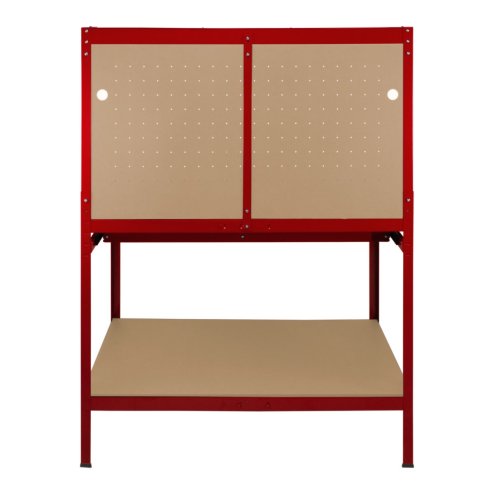 Garage Workbench Red Pegboard Drawer Shelves LED Light Heavy Duty Steel Wooden Workshop Industrial Shed DIY Work Table Desk Tool Storage Station Unit 370kg Total Capacity 40 Hooks Rubber Mallet