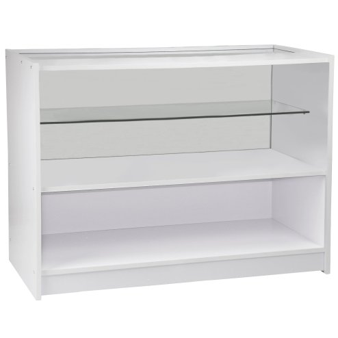 Retail 1/2 Glass Shelf Product Display Shop Counter Showcase Cabinet Unit White - C1200