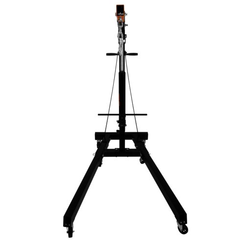 Engine Crane 1 Tonne Ton 1000kg Hydraulic Pump Handle Folding Legs Hoist Lift Jack Stand Handle 6 Portable Heavy Duty Wheels Workshop Garage 4 JIB Positions Chain Hook Black Powder Coated Steel