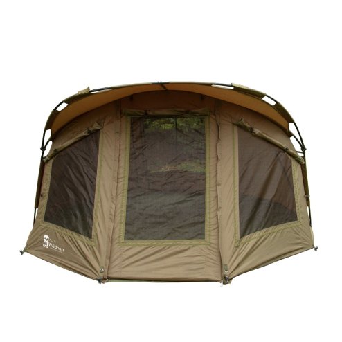 2 Man Fishing Bivvy Tent Carp Fishing Green Dome Overnight Shelter Angler Camping Waterproof Tackle Brolly System Pram Hood PVC Window Groundsheet FREE Shoe Mat Carry Bag Pegs & Mallet Included