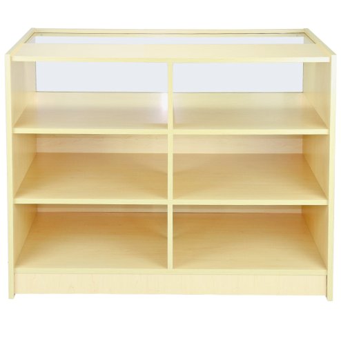 MonsterShop B1200 Shop Counter Retail Glass Showcase Display Cabinet, Maple, 120cm x 90cm x 60cm