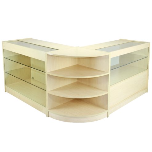 MonsterShop Jupiter Shop Counter Cabinets & Retail Display Glass Showcase Set, Maple, Melamine MDF Image