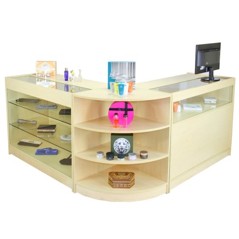MonsterShop Retail Counter Maple Shop Display Storage Cabinets Lockable Showcase Aquarius