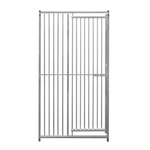 Dog Run Panels With Door Galvanised Steel Kennel Heavy Duty Walk In Animal Enclosure Pen Fence Playpen Outdoor Support Bar 5cm Bar Spacing 1.84m x 1m Modular FREE Ground Fixing Brackets & Fixing Kit