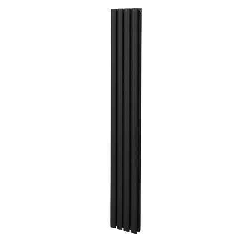 Oval Column Radiator 1800mm x 240mm Modern Designer Double Panel Central Heating Heater Matt Black Carbon Steel Vertical Kitchen Living Room Bathroom FREE Cleaning Brush Fixing Kit & Brackets