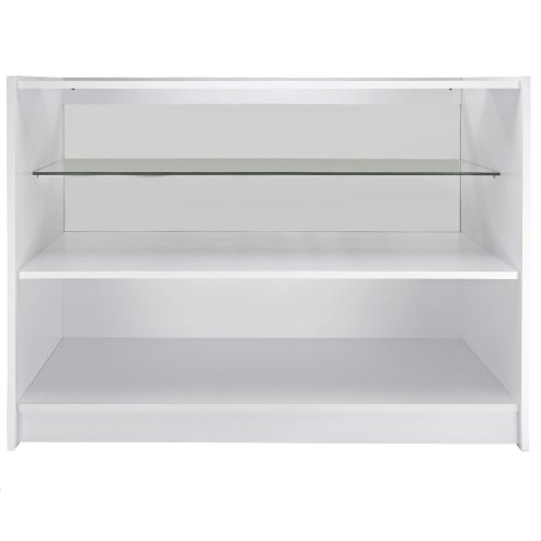 Retail 1/2 Glass Shelf Product Display Shop Counter Showcase Cabinet Unit White - C1200