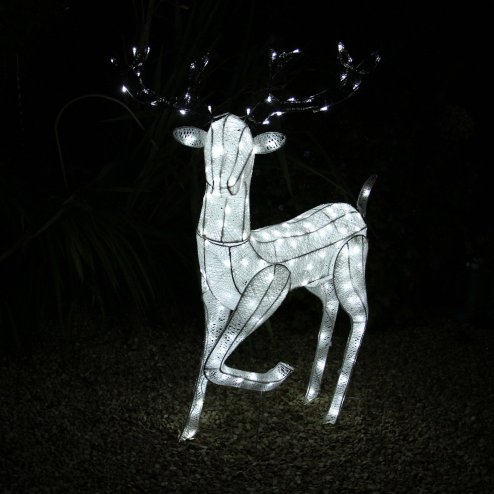 Outdoor Reindeer Christmas Light Up Decorations Standing Stag Garden Xmas Decoration Figure with 200 Cool White LED Lights Indoor Outdoor Use