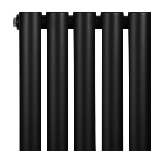 Oval Single Column Radiator & Valves - 1600mm x 480mm - Black