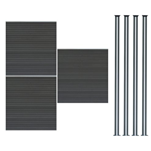 Composite Fence Panel x 3 & LED Posts x 4 - Grey