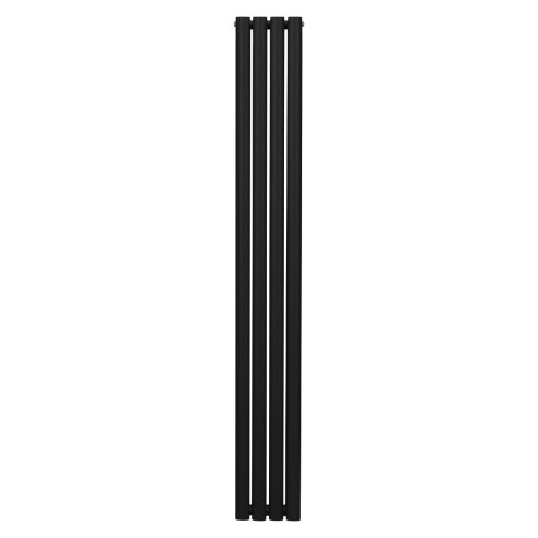 Oval Column Radiator 1800mm x 240mm Modern Designer Double Panel Central Heating Heater Matt Black Carbon Steel Vertical Kitchen Living Room Bathroom FREE Cleaning Brush Fixing Kit & Brackets