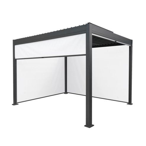 Anthracite Aluminium Pergola With White Blinds - 3m x 3m