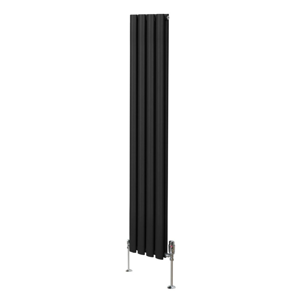 Oval Column Radiator 1600mm x 240mm & TRV Chrome Valves Modern Designer ...