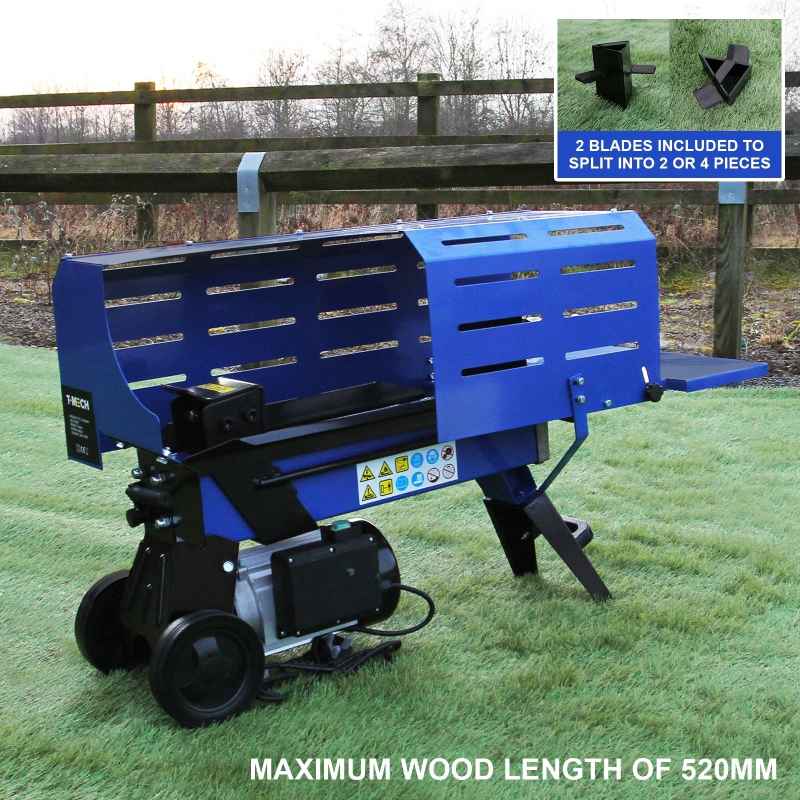 Log Splitter 7 Ton Hydraulic 3L Electric 2200 Watt Motor Wood Timber Cutter Axe 2 Blades Duoblade | 520mm Max Log Length