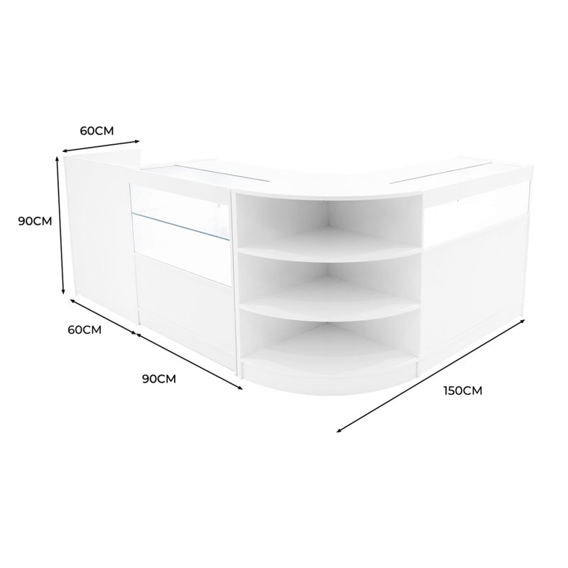 Europa LED Shop Counter Set B900, C900, TB60 & LM60 - White