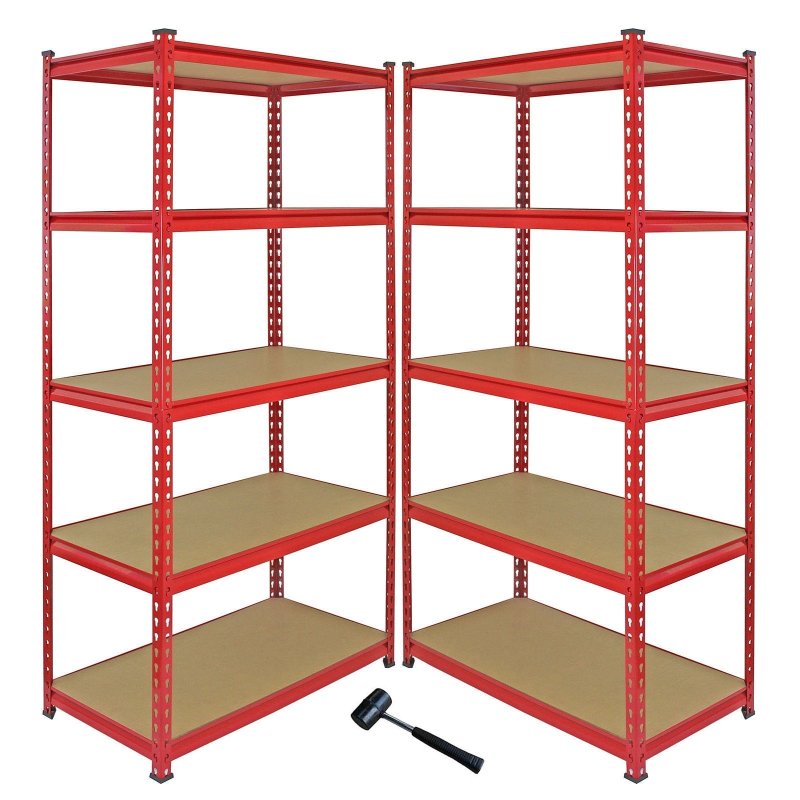 1 x Z-Rax Corner Garage Racking Unit & 2 x Single Racking Storage Units / 5 Steel & MDF Shelves / 3975kg capacity / 4925kg per shelf / Free Rubber Mallet