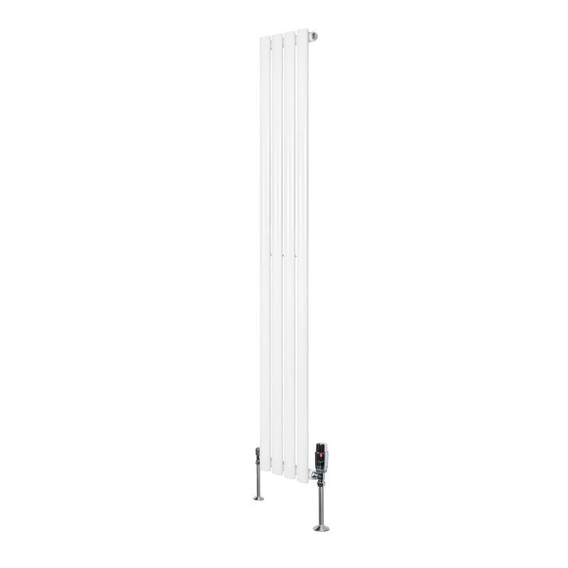 Oval Single Column Radiator & Valves - 1600mm x 240mm - White