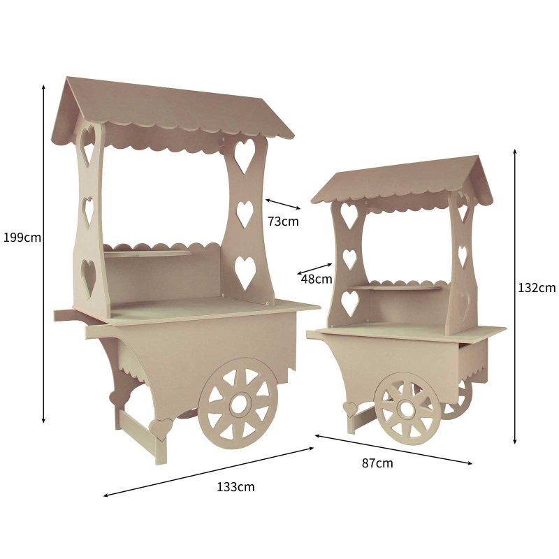 KuKoo Candy Cart Bundle, Wedding Favours Sweet Stalls Birthday Christening, MDF Table Wood Stand