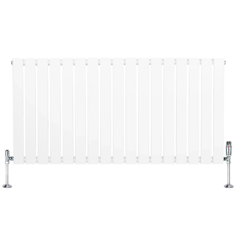 Flat Single Column Radiator & Valves - 600mm x 1190mm - White