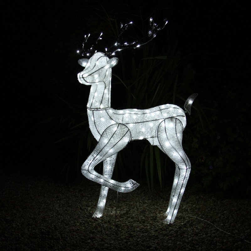 Outdoor Reindeer Christmas Light Up Decorations Standing Stag Garden Xmas Decoration Figure with 200 Cool White LED Lights Indoor Outdoor Use