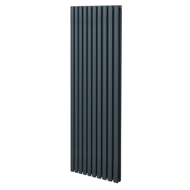 Oval Column Radiator 1800mm x 600mm Modern Designer Double Panel Central Heating Heater Matt Anthracite Grey Carbon Steel Vertical Kitchen Living Room FREE Cleaning Brush Fixing Kit & Brackets