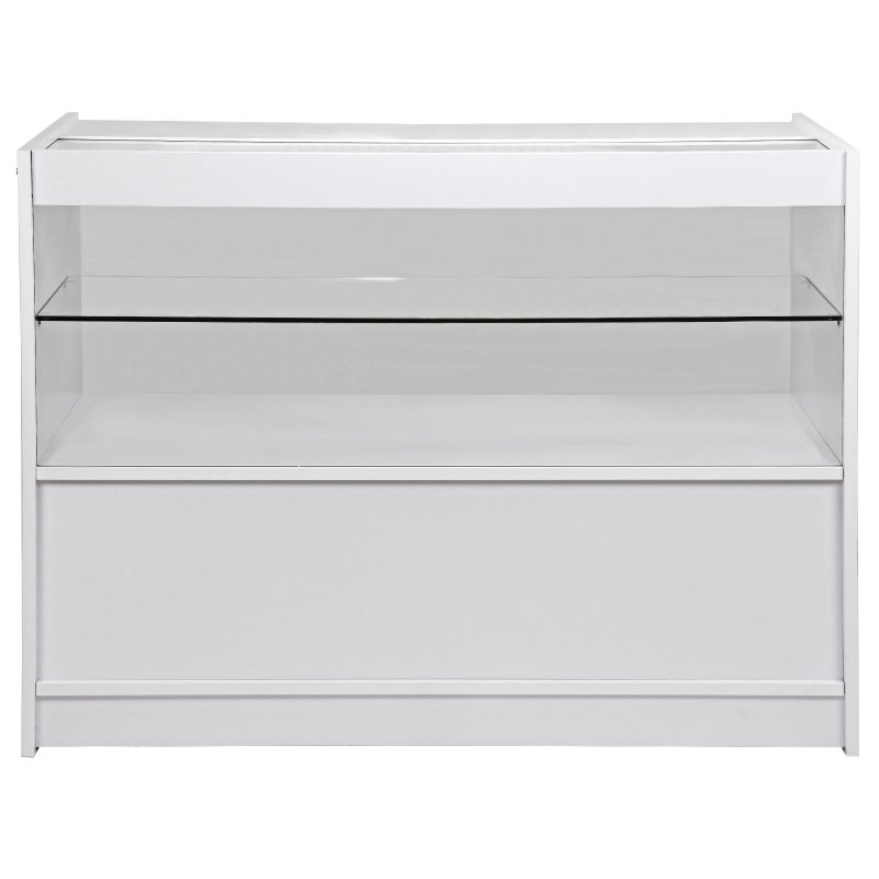 Retail 1/2 Glass Shelf Product Display Shop Counter Showcase Cabinet Unit White - C1200