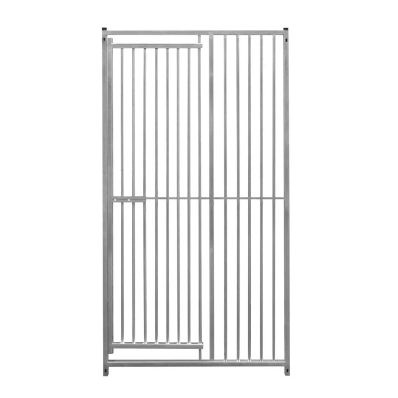 Dog Run Panels With Door Galvanised Steel Kennel Heavy Duty Walk In Animal Enclosure Pen Fence Playpen Outdoor Support Bar 5cm Bar Spacing 1.84m x 1m Modular FREE Ground Fixing Brackets & Fixing Kit