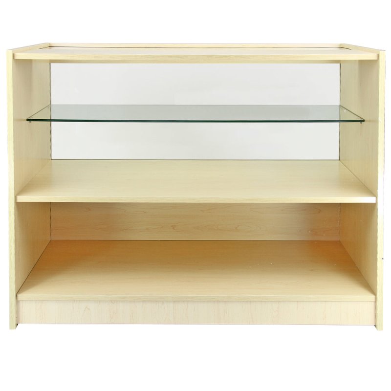 MonsterShop Virgo Shop Counter Cabinets & Retail Display Glass Showcase Set, Maple, Melamine MDF