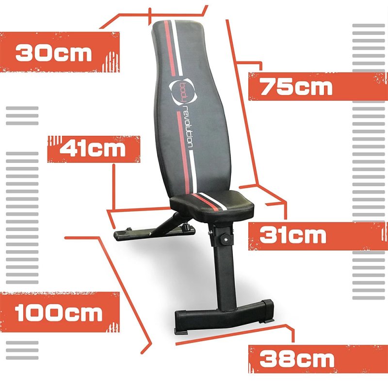 Body Revolution Adjustable Weight Bench - 6 Positions, Heavy Duty Steel Frame