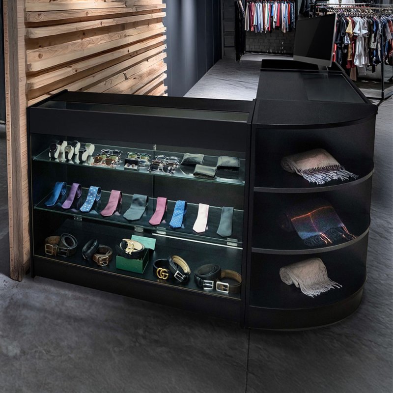 Retail Bundle: Black Astro LED Shop Counter, 40 Sand Heavy Duty Carpet Tiles (10m²), & 5 Counterfeit Money Detector Pens