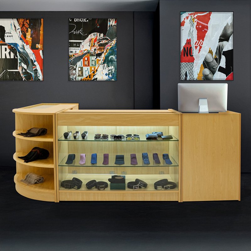 Europa LED Shop Counter Set B1500, C1500, TB60 & LM60 - Maple