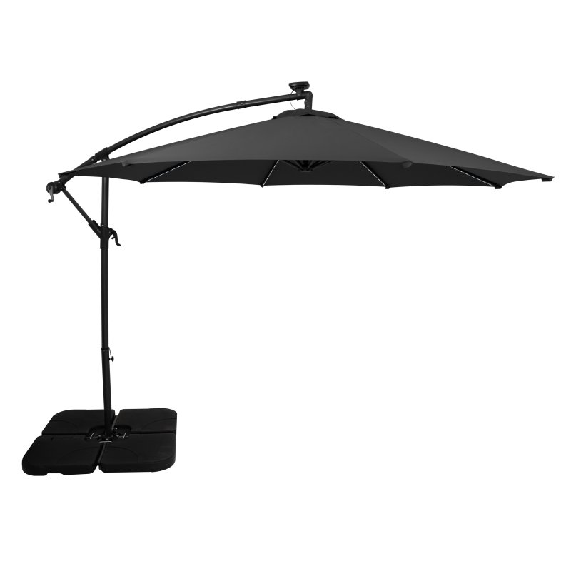 Outdoor Hanging 2-Seater Egg Chair + 3m Grey LED Cantilever Parasol with Square Base Bundle