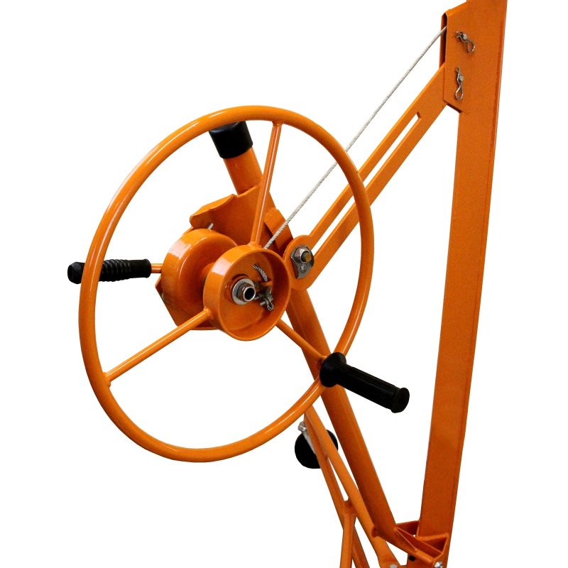 Drywall Hoist Plaster-Board Lifter Panel Jack Tool 11ft Reach 68kg Lifting Capacity 10cm Caster Wheels Foldable Mobile Lockable Heavy Duty Commercial DIY T-Mech