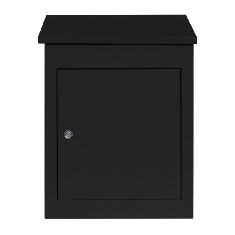 Parcel Post Drop Box Black Large Steel Outdoor Lockable 2 Keys Letter Mail Package Courier Container Delivery Storage Wall Mount Safe Secure Anti Fishing Scannable Barcode FREE Screwdriver Fixing Kit