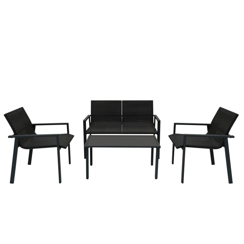 Rattan Patio Furniture Set - Black