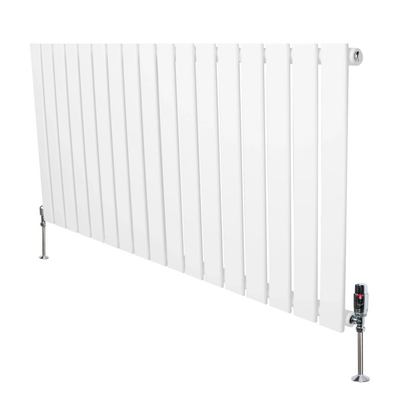 Flat Single Column Radiator & Valves - 600mm x 1190mm - White