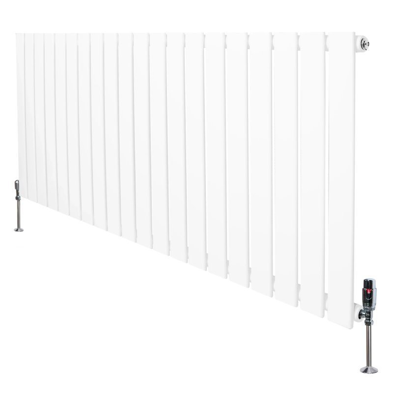 Flat Single Column Radiator & Valves - 600mm x 1400mm - White