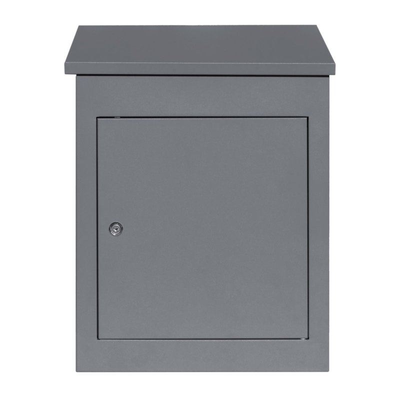 Parcel Post Drop Box Grey Large Steel Outdoor Lockable 2 Keys Letter Mail Package Courier Container Delivery Storage Wall Mount Safe Secure Anti Fishing Scannable Barcode FREE Screwdriver Fixing Kit