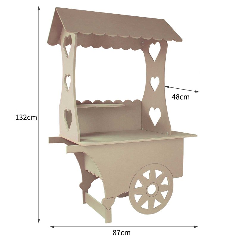 KuKoo Mini Candy Cart, Wedding Favours Sweet Stall Birthday Christening, MDF Table Wood Stand