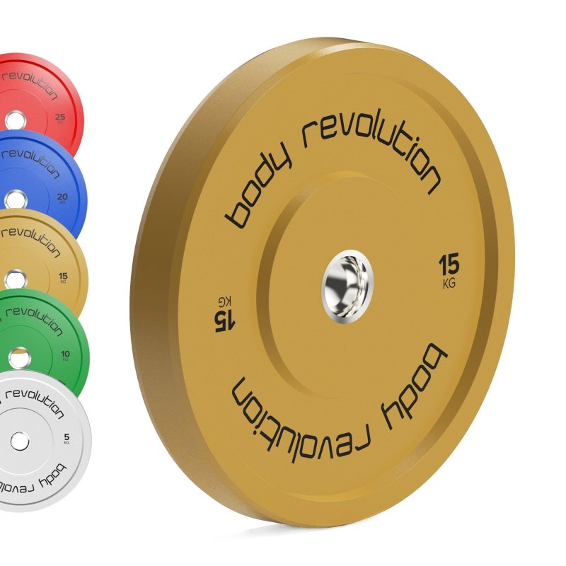 Body Revolution Olympic Bumper Plates Colour 100kg 2x5kg 2x10kg 2x15kg 2x20kg