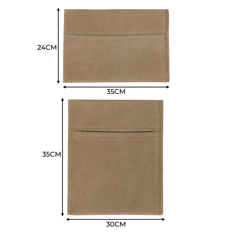 Camper Van Lining & 2 x Storage Pouches Beige Carpet 4 Way Stretch 2m Wide 11m2 Coverage Car Motorhome Vehicle Interior Campervan Conversion 2 Size Tool Paperwork Document Pocket Organiser Holder