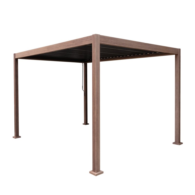 Wood Effect Aluminium Pergola 3m x 3m