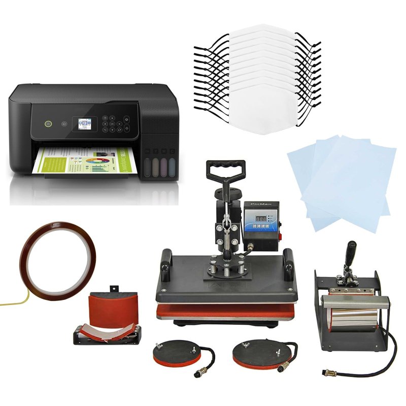 Face Masks Sublimation Blank 10 / 5 in 1 Heat Press Machine / Eco Tank Printer Transfer Bundle 5 Layer Filter Adults Medium White Custom Design Print Personalise Customise Printing