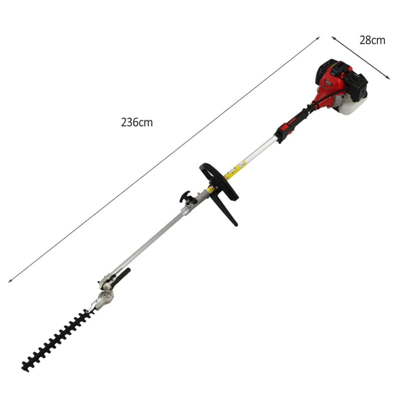 Cordless Garden Multi Tool 5 in 1 Long Reach Hedge Trimmer Strimmer Chainsaw Grass Cutter Brush Cutter Extension Pole Petrol 52cc 1.6KW 3HP 9000RPM 2 Stroke FREE Safety Equipment