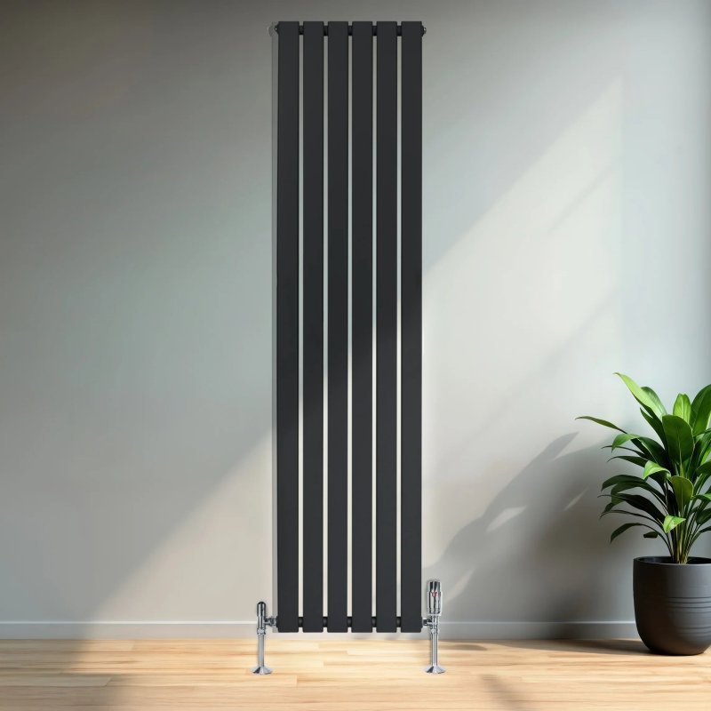 Flat Single Column Radiator - 1800 x 420mm - Anthracite Grey