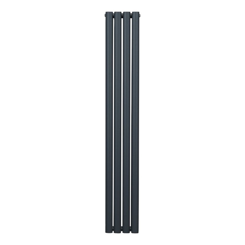 Oval Column Radiator 1600mm x 240mm Modern Designer Double Panel Central Heating Heater Matt Anthracite Grey Carbon Steel Vertical Kitchen Living Room FREE Cleaning Brush Fixing Kit & Brackets