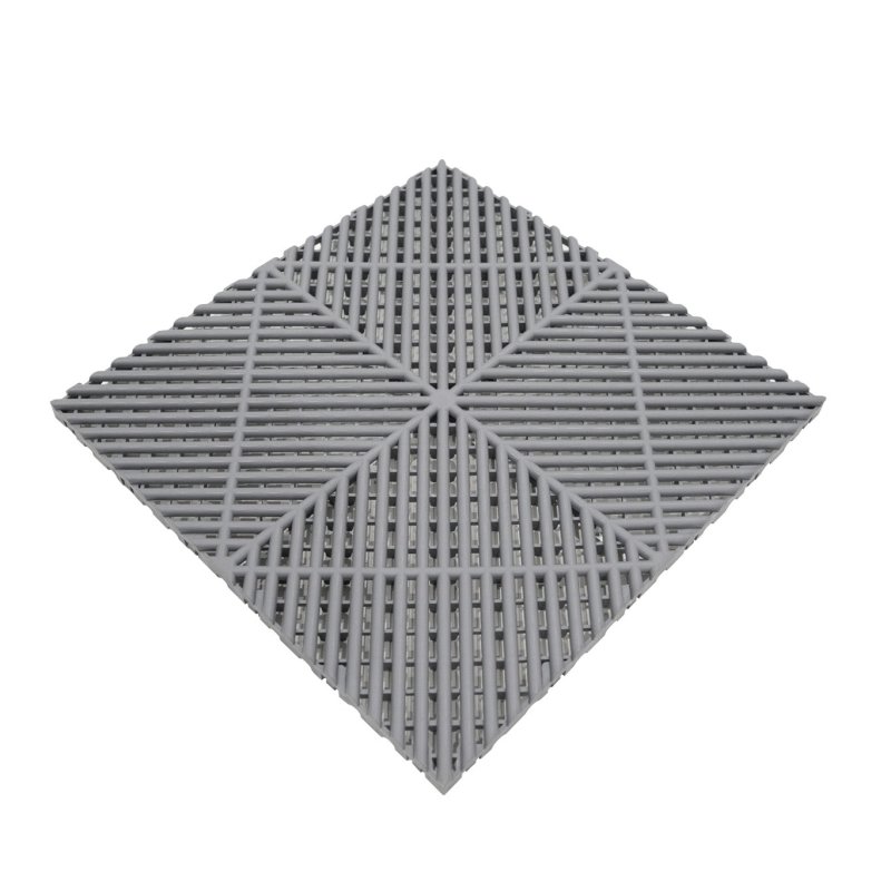Vented Modular Interlocking Flooring Tiles & Edges 120 x Grey Single Garage Heavy Duty Floor Mat Showroom Workshop Outdoor Polypropylene Anti Slip Weather Resistant Drainage Channels 3.2m x 6m 19.2m2